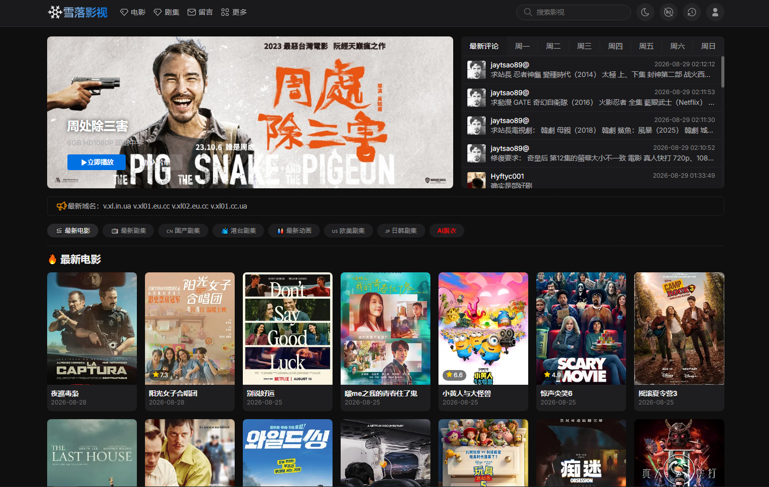 雪落影视 | 沉浸式影视平台 网站截图